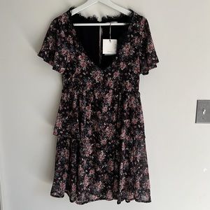 New Two Way  Italian MINI Black Floral Cipria DRESS Sz S